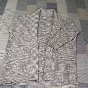 Sonoma Taupe and Cream Marled Knit Cardigan